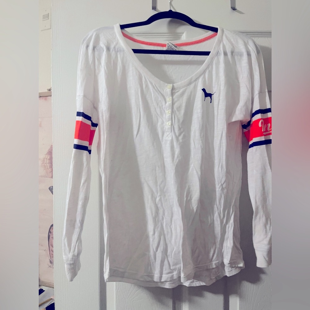 VS Pink long sleeve tee in Denver Broncos colors